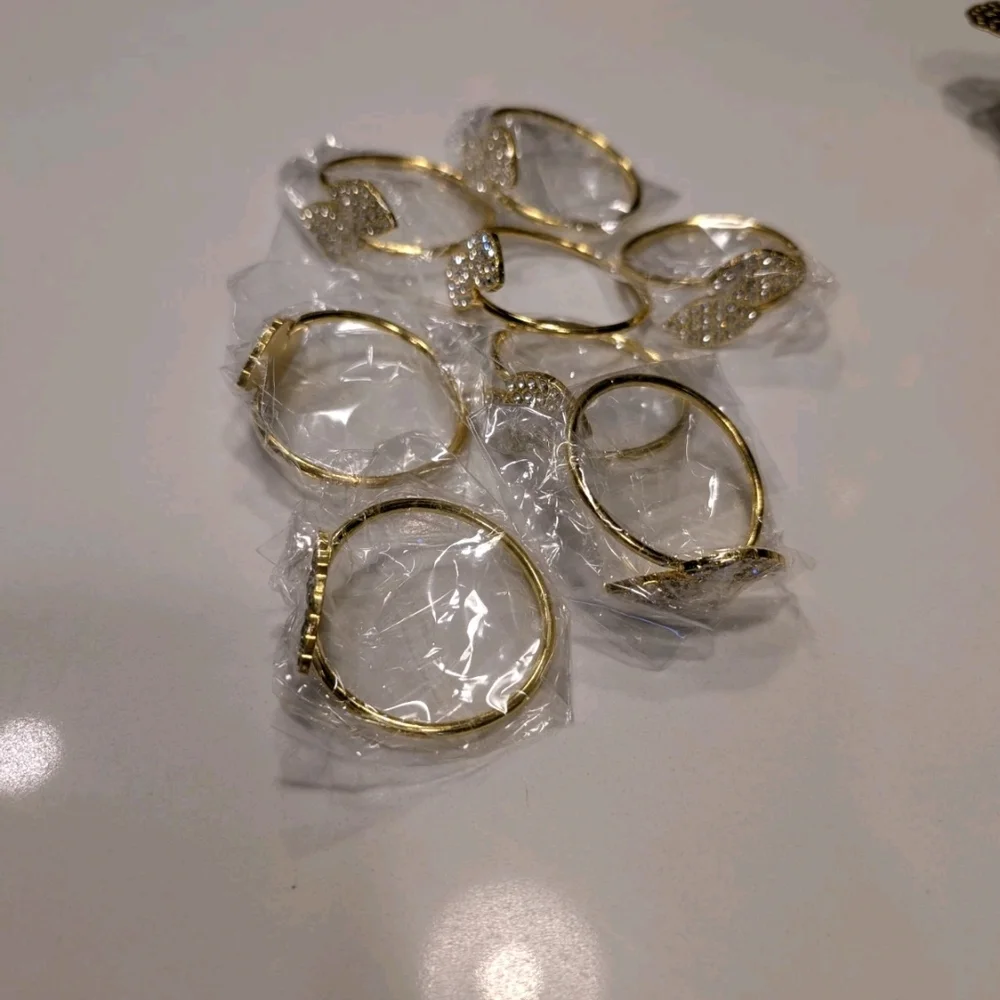 New Crystal Gold Leaf Napkin Holder Set of 10 - Picture 6 of 8